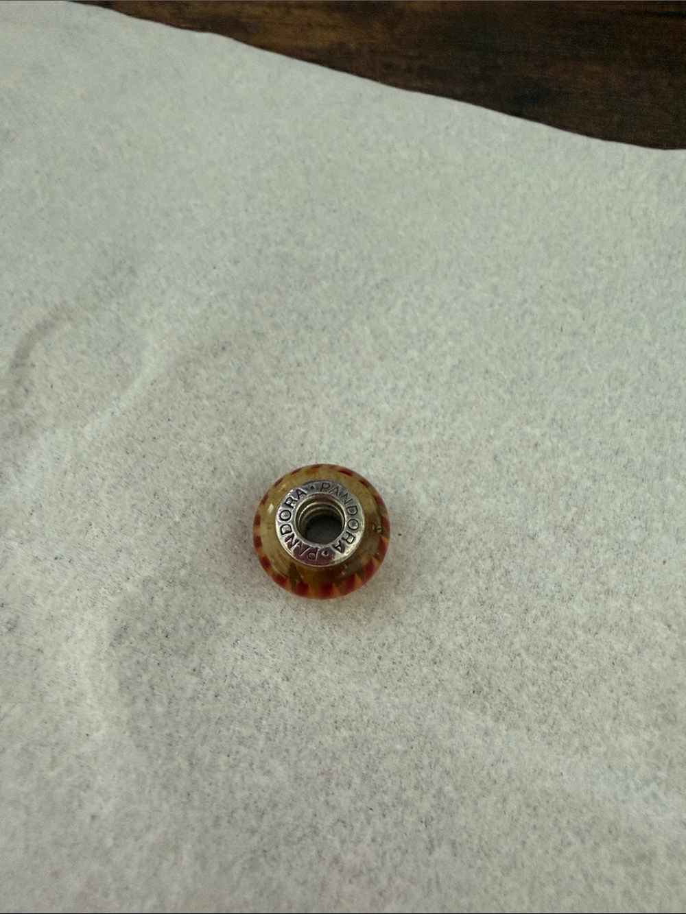 PANDORA [RETIRED] Orange & Yellow Ribbon Swirl Murano Glass